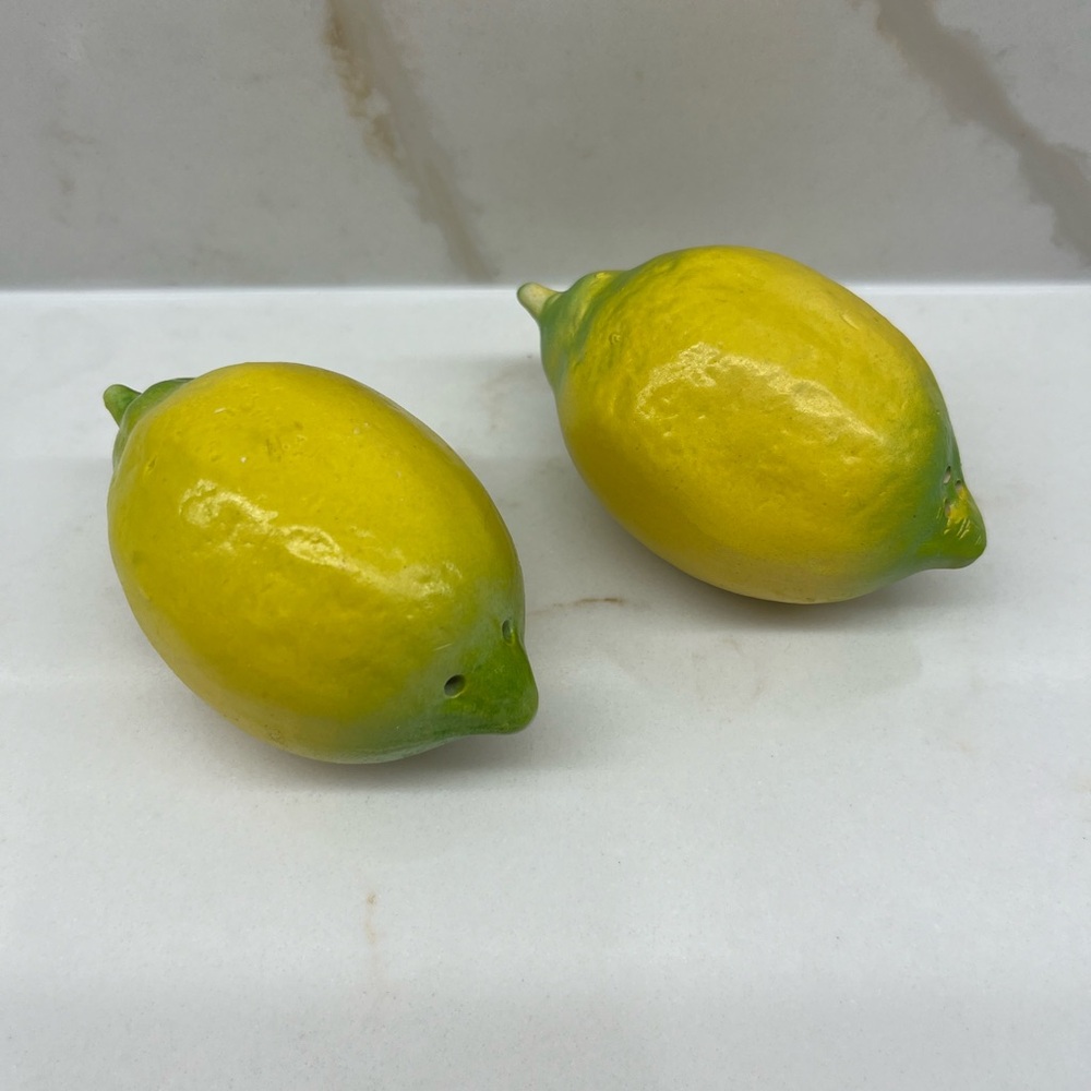 Vintage Pair of Ceramic Lemon Salt and Pepper Shakers Kitschy Summer